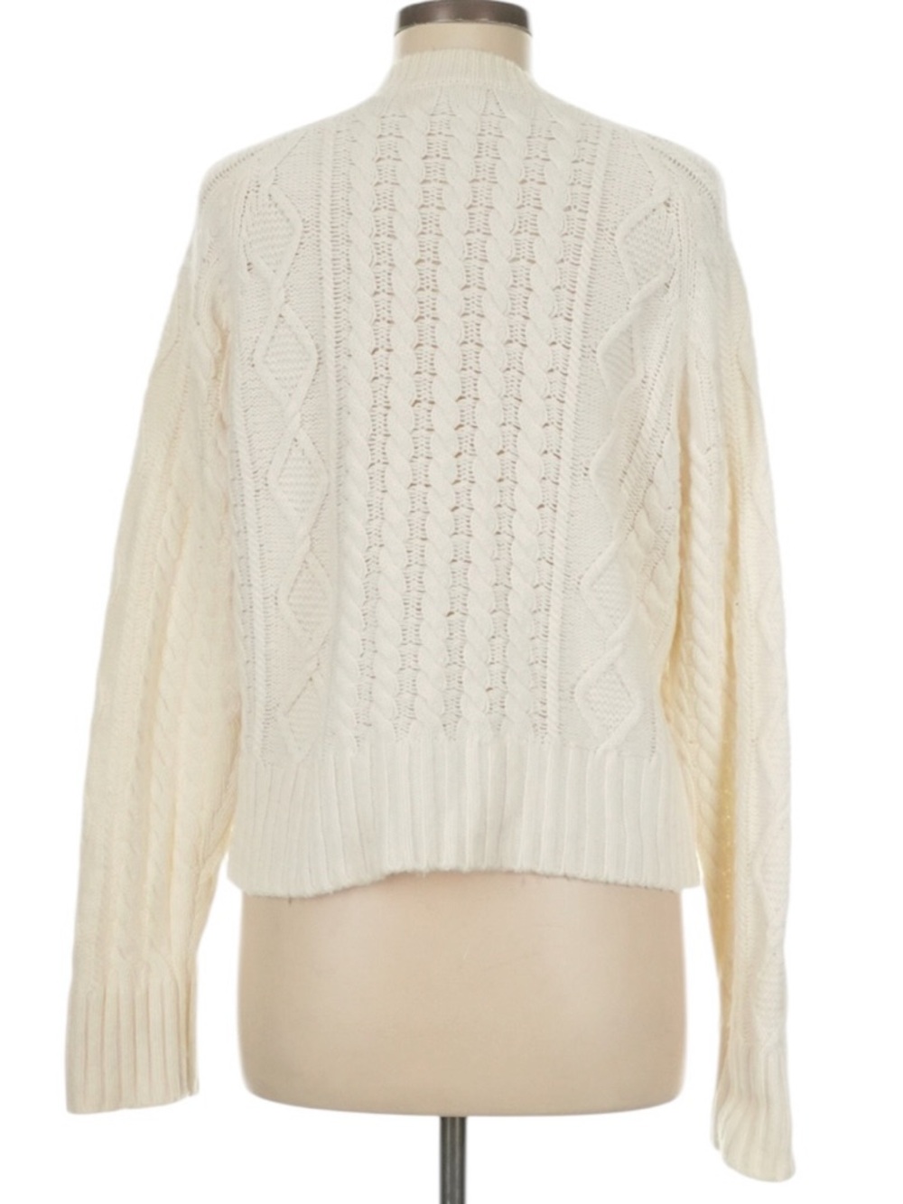 J. Crew Cable Knit Cardigan Sweater Size M Cream Gold Buttons Polished Office - Picture 3 of 8